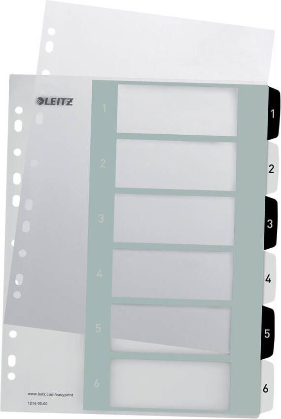 Leitz WOW printbare index 6 tabs zwart-wit