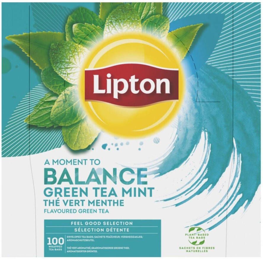 Lipton Tea Company Lipton thee Feel Good Selection Groene thee munt doos van 100 zakjes