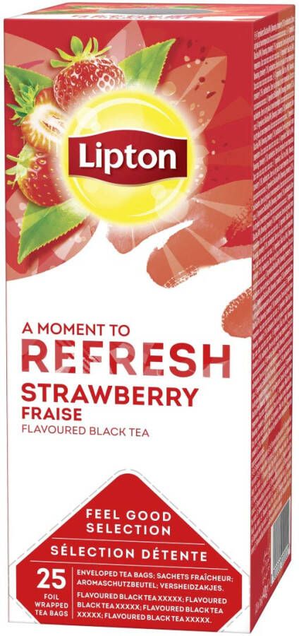 Lipton Tea Company Lipton thee Feel Good Selection Zwarte thee aardbei doos van 25 zakjes
