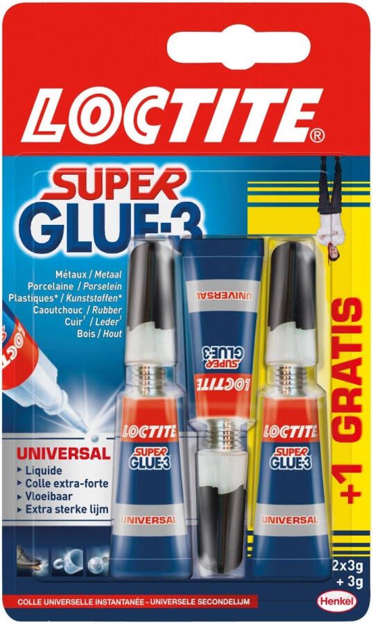 Loctite secondelijm Super Glue Universal 2 + 1 gratis op blister