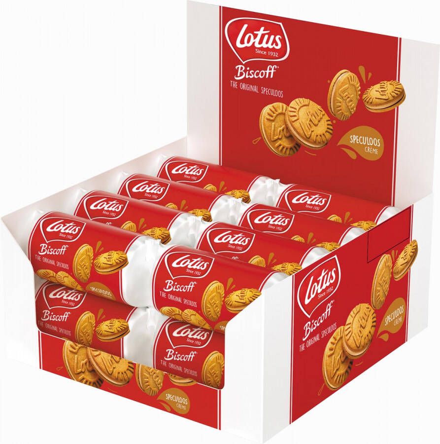 Lotus Biscoff gevulde speculoos display van 16 stuks met 5 koekjes 50 g speculooscrème