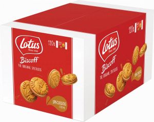 Lotus Biscoff gevulde speculoos doos van 120 stuks met 1 koekje 10 g speculooscrème