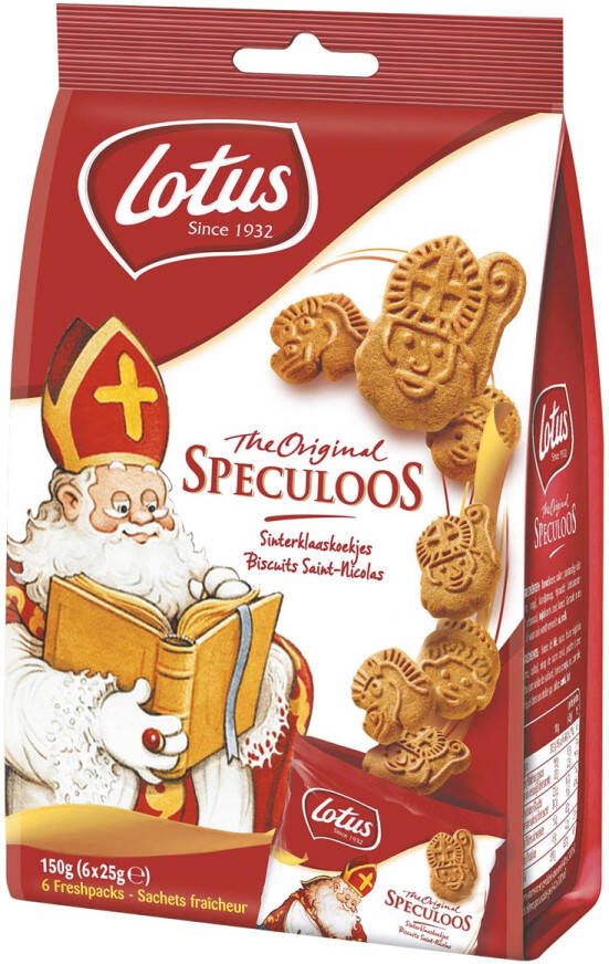 Lotus speculaaskoekjes Sinterklaas mini pakje van 6 x 25g