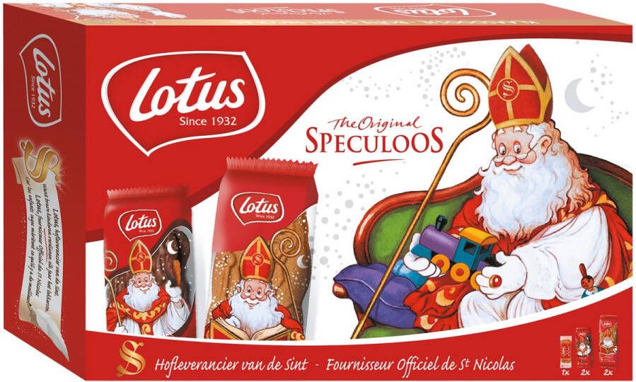 Lotus speculaaskoekjes Sinterklaasdoosje 180g doos van 5 pakjes