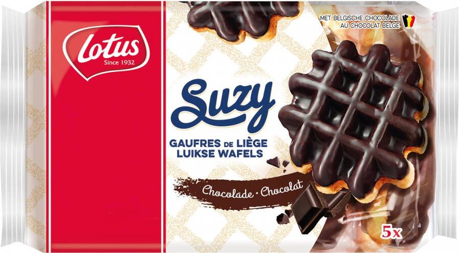 Lotus Suzy luikse wafel met chocolade 57 6 g pak van 5 stuks