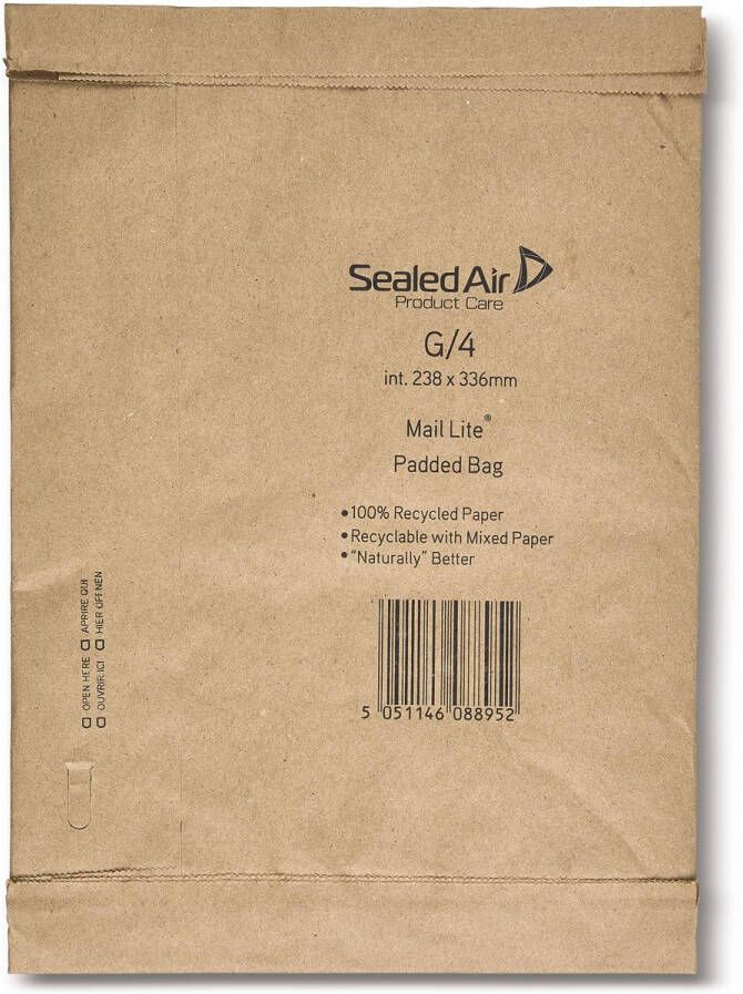 Mail Lite Padded Bag enveloppen, bruin, G/4, 238 x 336 mm, doos van 50 stuks online kopen