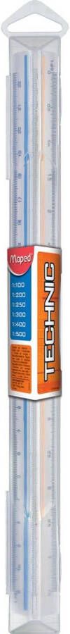 Maped driekantige schaallat schaalverdeling 1:100 1:200 1:250 1:300 1:400 1:500 blauw