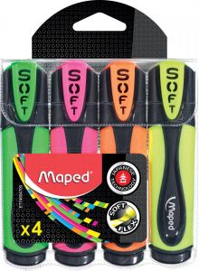 Maped Fluo&apos;Peps markeerstift Soft blister met 4 stuks in geassorteerde kleuren