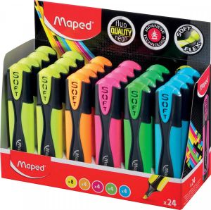 Maped Fluo&apos;Peps markeerstift Soft display met 24 stuks in geassorteerde kleuren