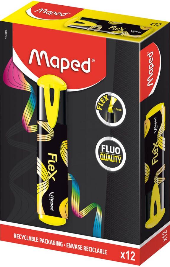 Maped Fluo&apos;Peps Flex markeerstift geel doos van 12 stuks