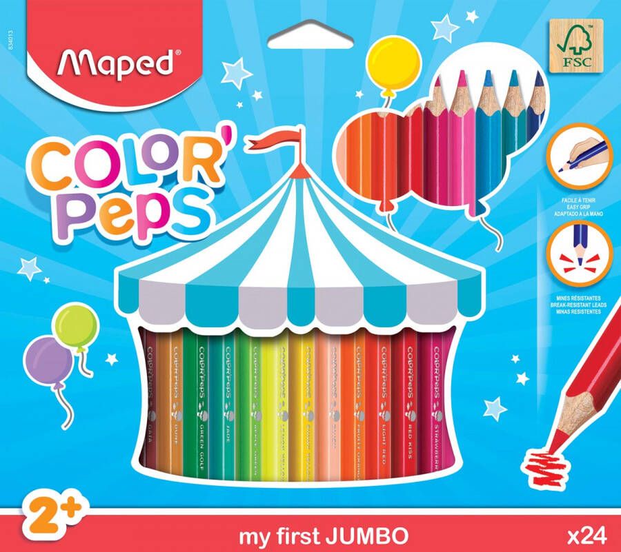 Maped kleurpotlood Color&apos;Peps Jumbo Early Age 24 potloden in een kartonnen etui