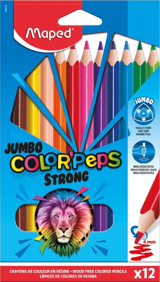 Maped kleurpotlood Color&apos;Peps Jumbo Strong 12 potloden in een kartonnen etui