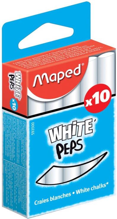 Maped Schoolbordkrijt Color'Peps wit stofvrij doosje à 10 stuks