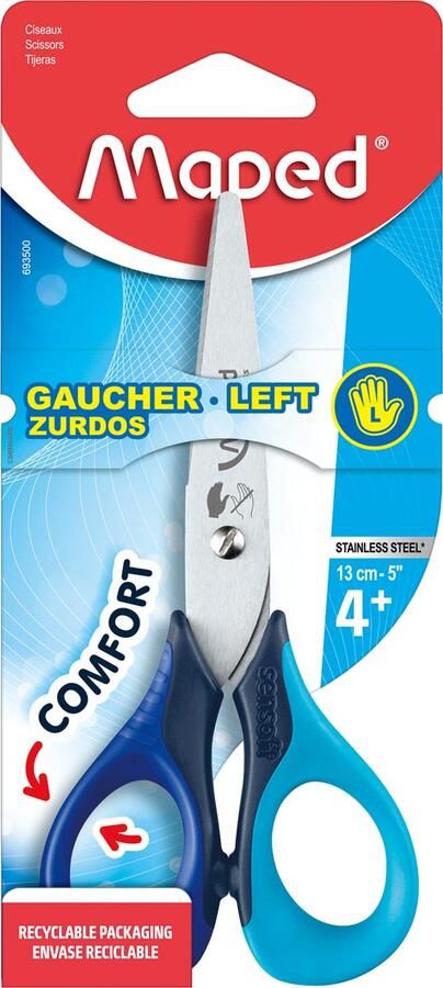 Maped schaar Sensoft ft 13 cm links ronde punt RVS geassorteerde kleuren blister van 1 stuk - Foto 1