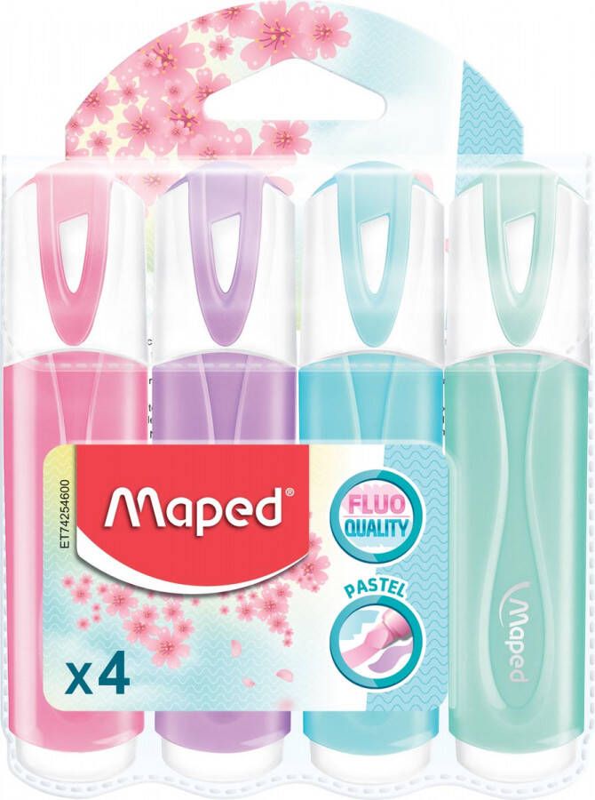 Maped markeerstift Color&apos;Peps geassorteerde pastelkleuren 4 stuks in een ophangetui