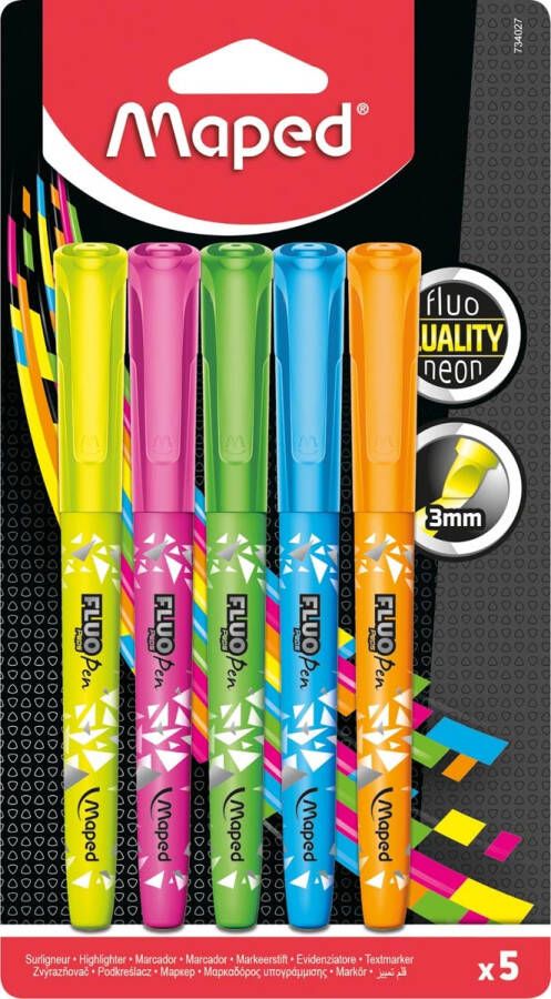 Maped markeerstift Fluo Pen blister met 5 stuks