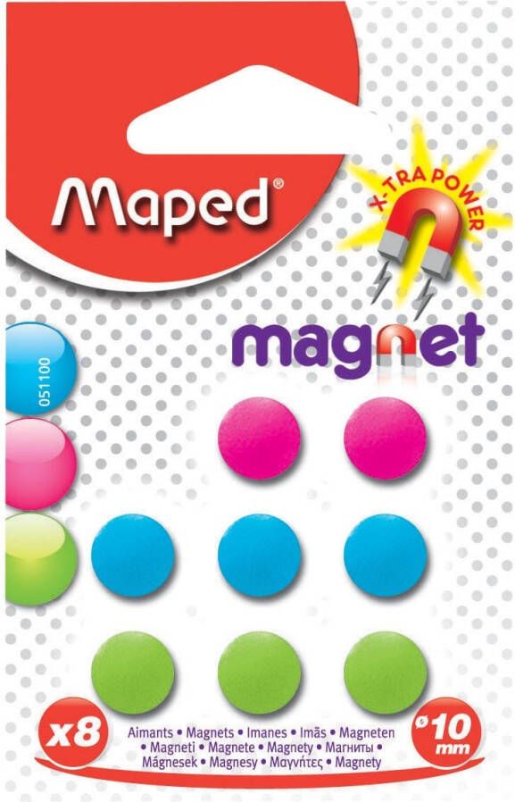 Maped Office Maped magneten op blister diameter 10 mm 8 stuks 1 kleur per blister (groen blauw of fuchsia) - Foto 2