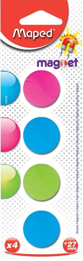 SupertargetShop Maped magneten op blister diameter 27 mm 4 stuks 1 kleur per blister (groen blauw of fuchsia)