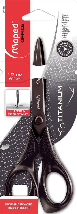 Maped Office Maped schaar Titanium 17 cm symmetrische ogen op blister