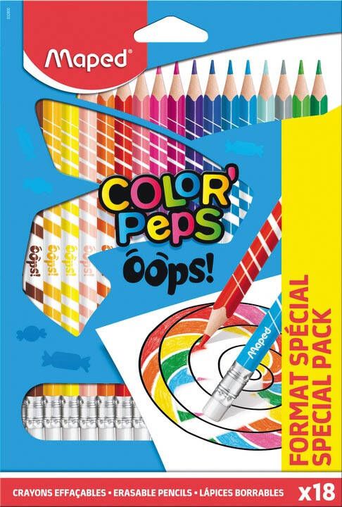 Maped OOPS kleurpotloden uitwisbaar doos 18 stuks