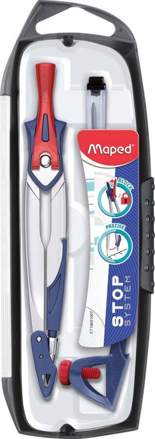 Maped passer Stop System 3delige passerdoos met 1 passer Stop System 1 universeel inzetstuk 1 kokertje