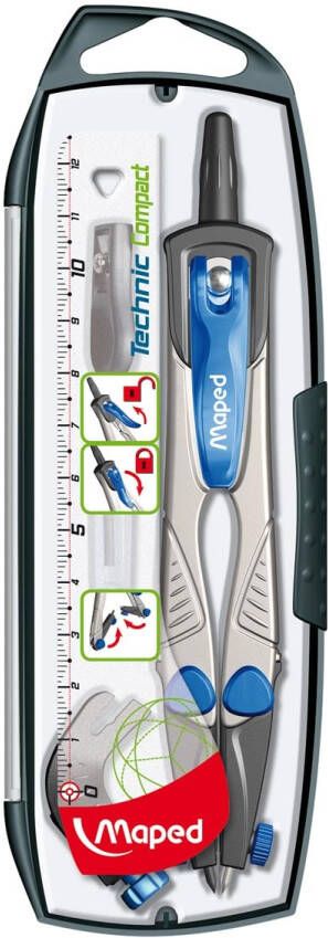 Maped passer Technic Compact 4-delige passerdoos: 1 passer Technic Compact 1 universeel inzetstuk 1 ...