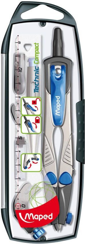 Maped passer Technic Compact 5-delige passerdoos: 1 passer Technic Compact 1 kokertje potloodstiften ...