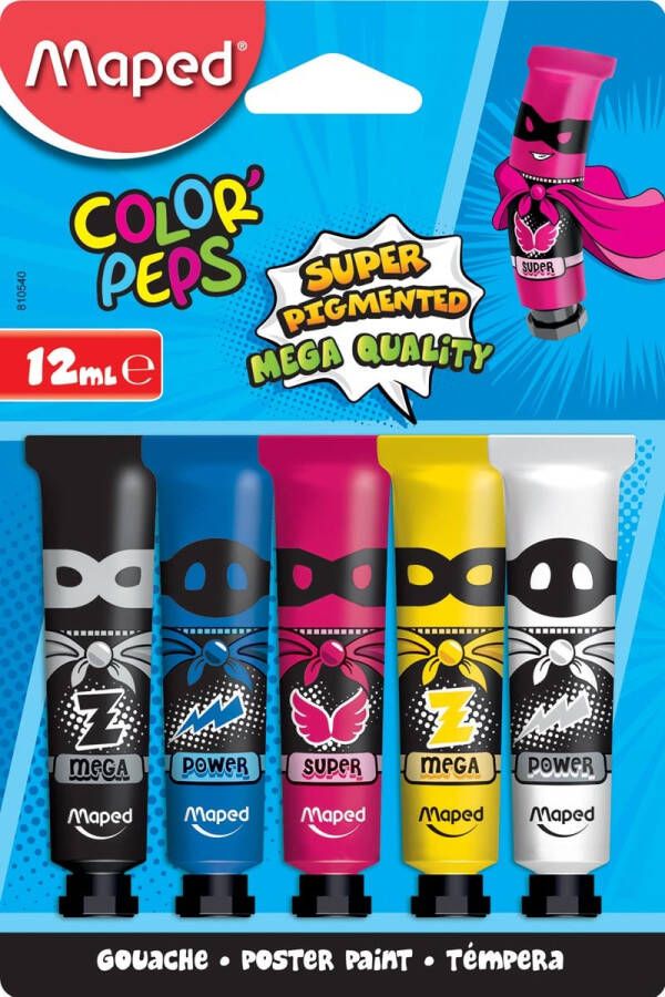 Maped plakkaatverf Color&apos;Peps 12 ml 5 tubes op blister