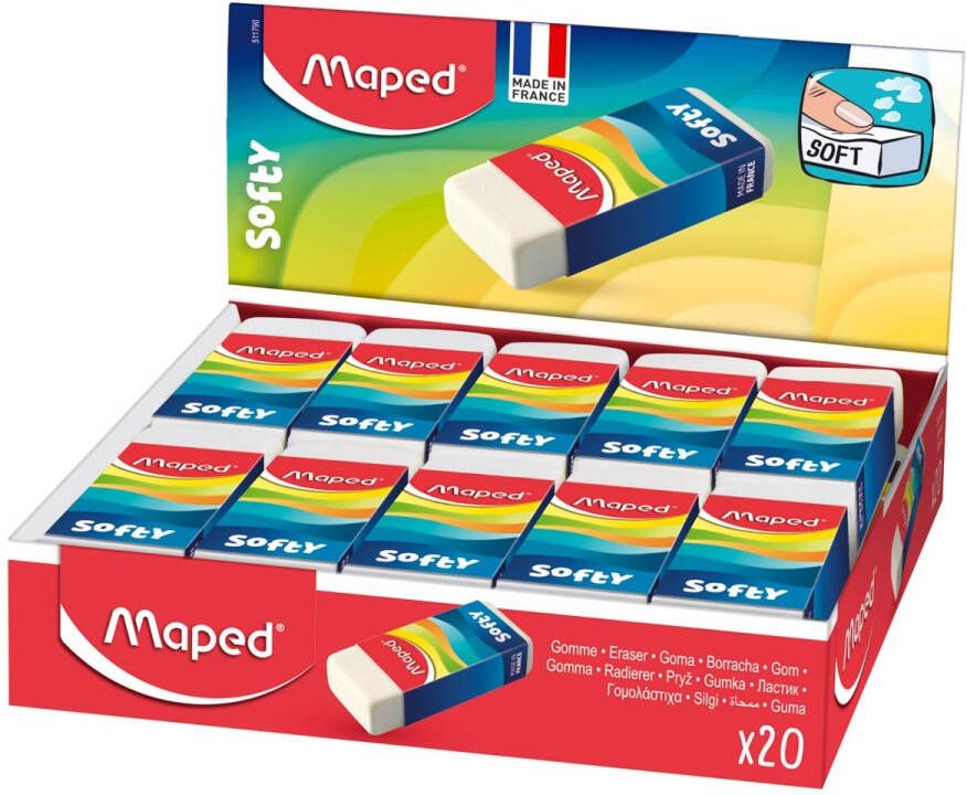 Maped potloodgom Softy medium formaat doos van 20 stuks