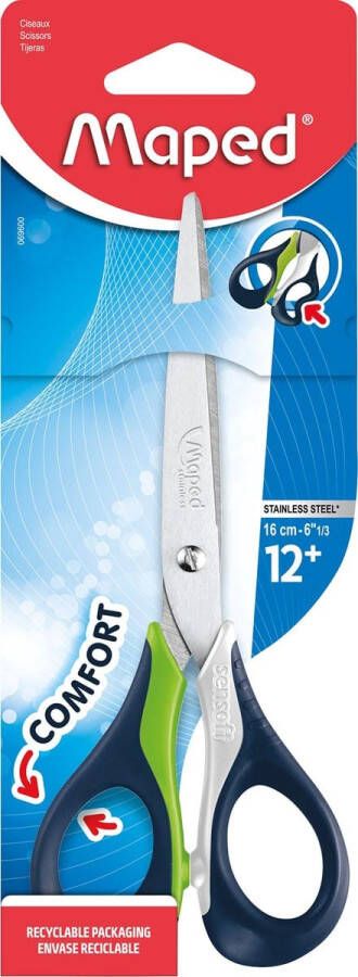 Maped schaar Sensoft 16 cm voor rechtshandigen met scherpe punt