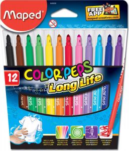 Maped Viltstift Color&apos;Peps 12 stiften in een kartonnen etui