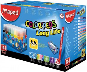 Maped Viltstift Color&apos;Peps 144 stiften in een kartonnen doos (classpack)