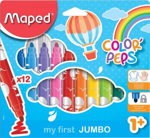 Maped viltstift Color&apos;Peps Jumbo Early Age etui van 12 stuks in geassorteerde kleuren
