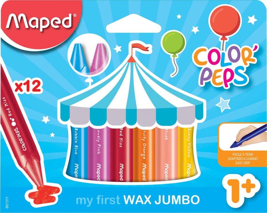 Maped waskrijt Color&apos;Peps Jumbo Early Age doos van 12 stuks in geassorteerde kleuren