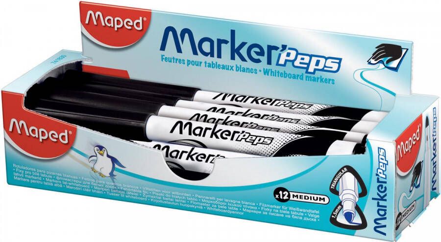 Maped whiteboardmarker Marker&apos;Peps doos van 12 stuks zwart