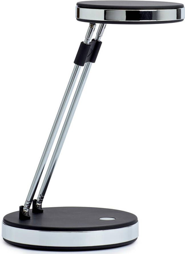 Maul bureaulamp LED Puck op voet verschuifbaar in hoogte daglicht wit licht zwart