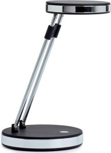 Maul bureaulamp LED Puck op voet verschuifbaar in hoogte daglihct wit licht zwart