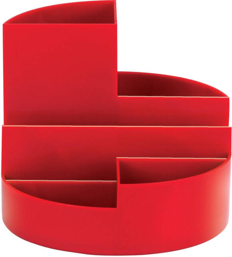 Maul bureauorganizer pennenbak Roundbox Ø14x12.5cm 7 vaks rood