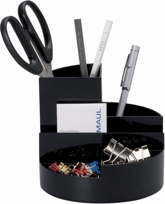 Maul bureauorganizer pennenbak Roundbox Ø14x12.5cm 7 vaks zwart