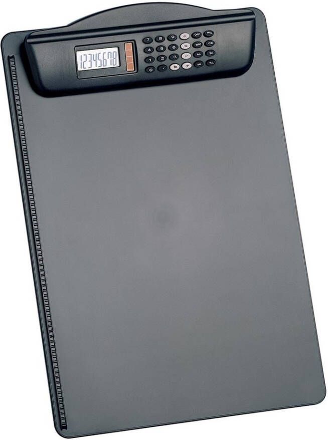 Maul klemplaat hard kunststof met calculator A4 staand zwart
