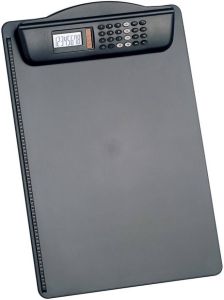Maul klemplaat hard kunststof met calculator A4 staand zwart