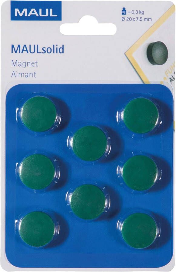 Maul magneet Solid 20 mm trekkracht 300 gr blister van 8 stuks groen