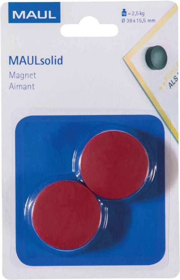 Maul magneet Solid 38 mm trekkracht 2 5 kg blister van 2 stuks rood