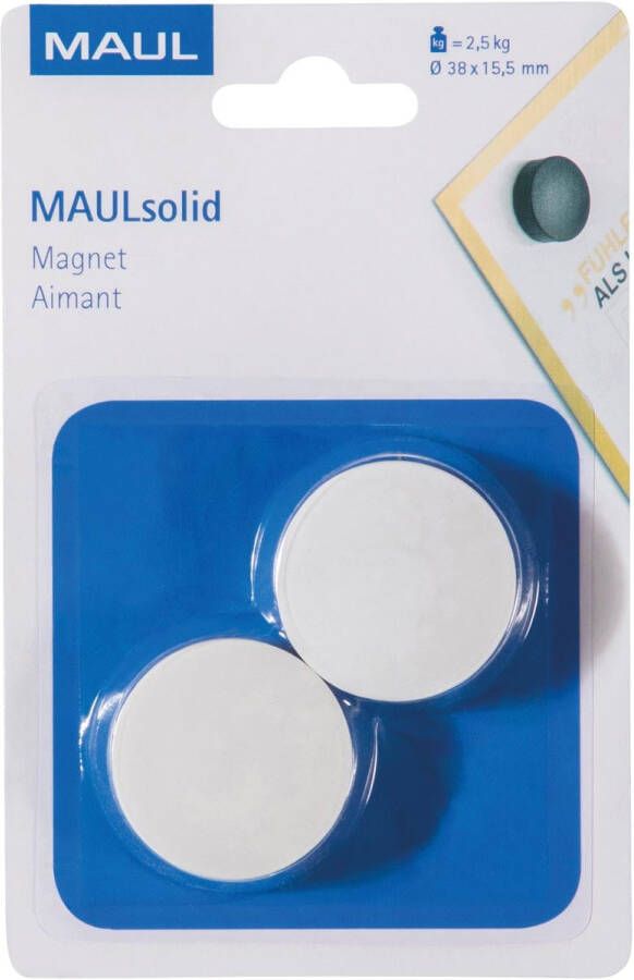 Maul magneet Solid 38 mm trekkracht 2 5 kg blister van 2 stuks wit
