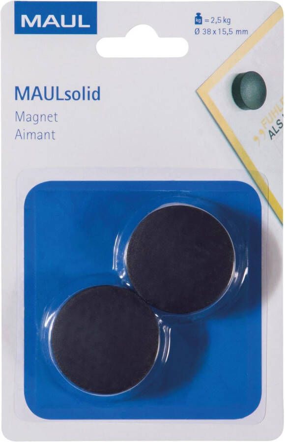 Maul magneet Solid 38 mm trekkracht 2 5 kg blister van 2 stuks zwart