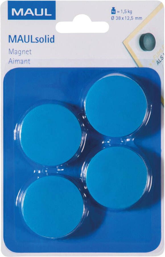 Maul magneet Solid 38mm trekkracht 1 5kg blister 4 blauw