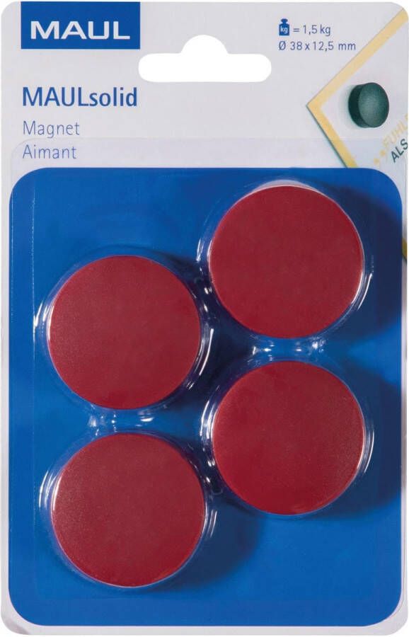 Maul magneet Solid 38mm trekkracht 1 5kg blister 4 rood