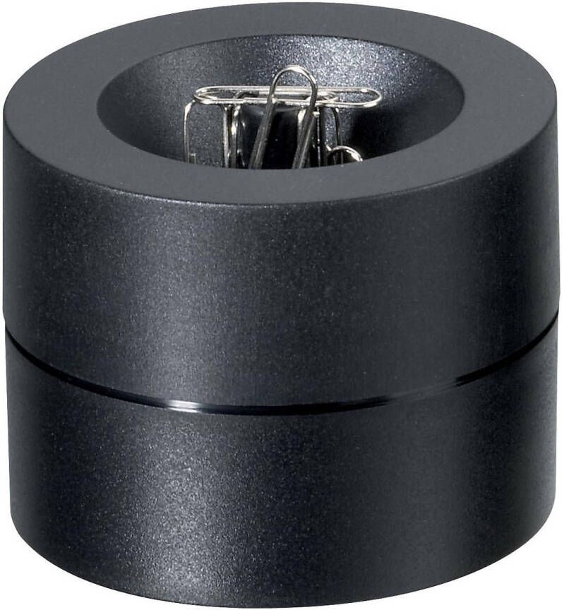 Maul papercliphouder magnetisch Ø7.3x6cm incl. paperclips zwart