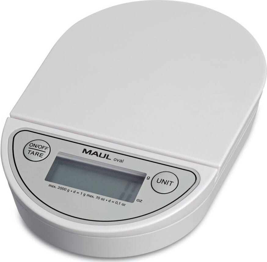 Maul postweegschaal Oval 2 kg ( 1gr) incl. batterij wit