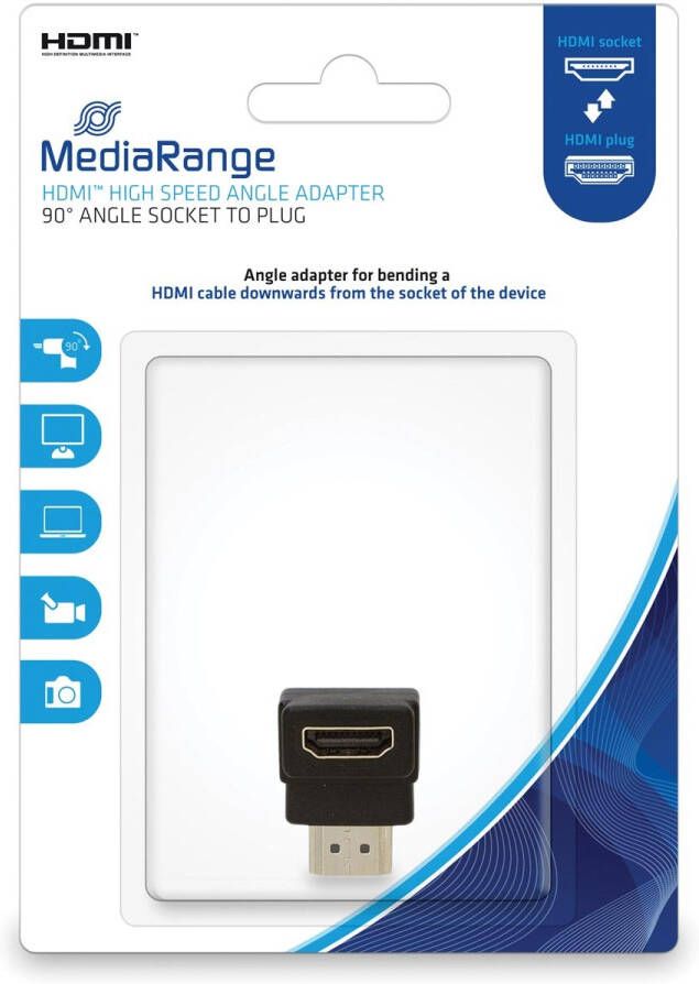 MediaRange HDMI High Speed Hoek-adapter 90 graden Contrastekker stekker